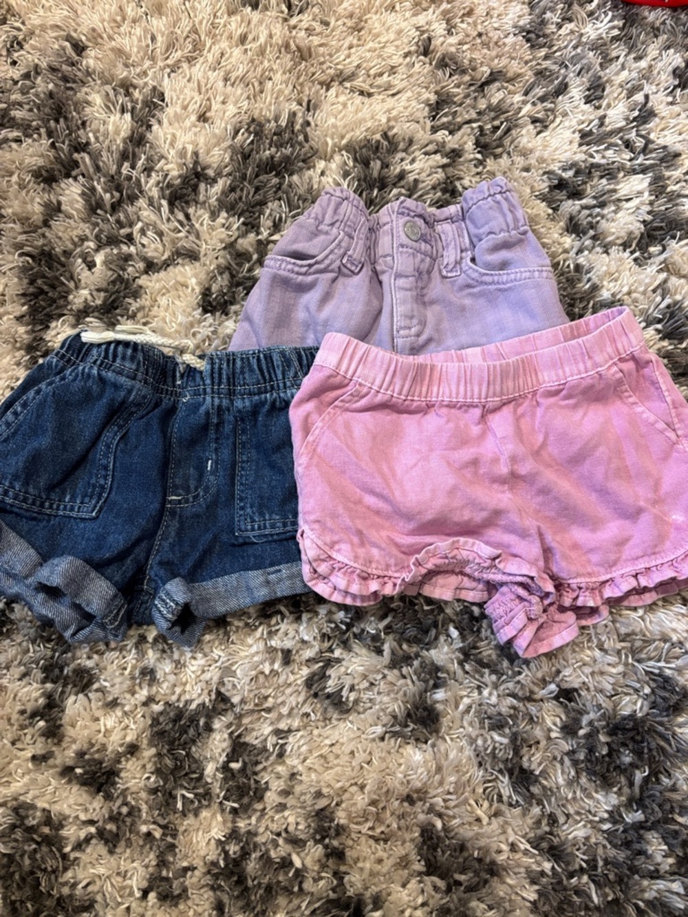 Toddler Girls 3-Pack Shorts - Pink, Lavender & Denim - 2T